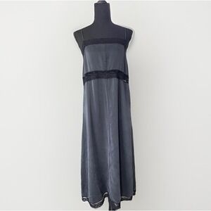 Robert Rodriguez Black Lace Trim Slip Dress‎ Midi 90s Coquette Y2K Quiet Luxury